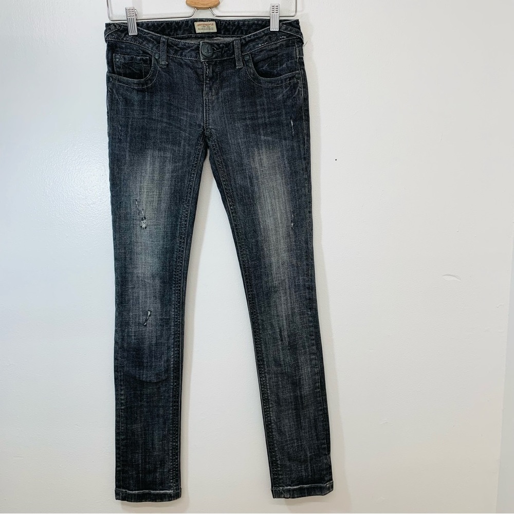 Free People Jeans Woman Size 25  Gray Skinny Low Rise Distress Vintage Y2K Retro